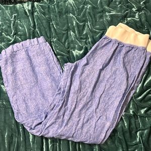 Lilly Pulitzer beach palazzo pants, chambray linen size L